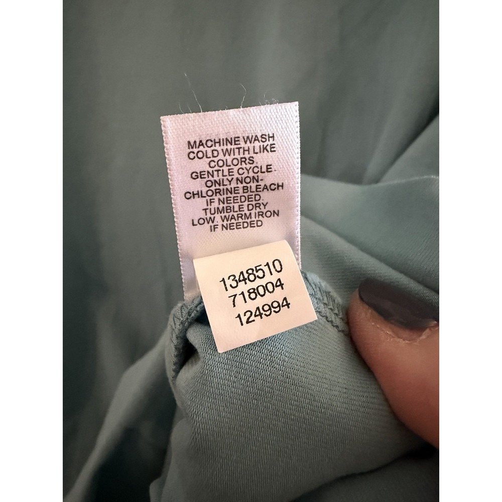 J Jill Dress XS Aqua Perfect Pima Midi 3/4 Roll-Tab Sleeve Minimalist Coastal - Picture 4 of 10